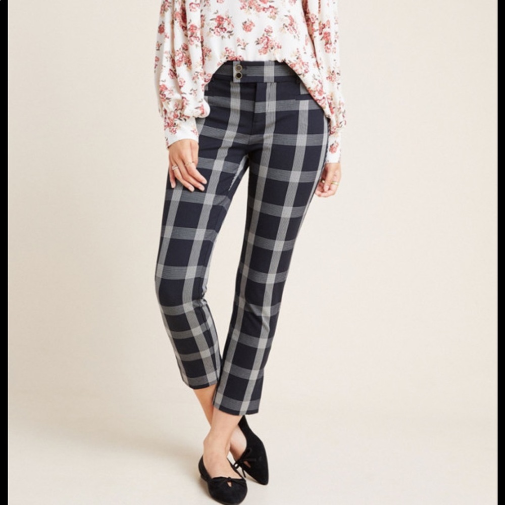 Anthropologie Essential Slim Check Pants